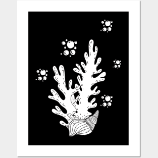 Black And White Seaweed Posters and Art